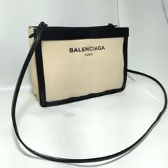バレンシアガ ショルダーバッグ キャンバス レザー ベージュ ブラック 斜め掛けのサムネイル