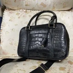 Falchiファルチ　クロコダイル　マット加工レザー2wayショルダーバッグ