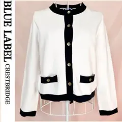 美品 ブルーレーベルクレストブリッジ ニット カーディガン バイカラー 金ボタン