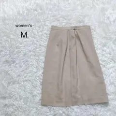 【ジャンメール】ベージュスカート【M】裏地付 日本製 上品 オフィス シンプル