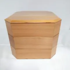 【未使用品】大館工芸社　秋田杉　隅切三段重 重箱 6.5寸 重箱 秋田大館工芸社 日本製 重箱3段 三段 隅切内朱 6.5寸5〜6人用 各