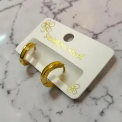 サークルピアス イエロー 18Kメッキ ステンレス 中折れ式 レジン スリム