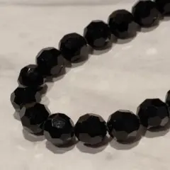 黒石　ミラーボールカット　ネックレス　アクセサリー　G・SILVER
