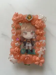みるく推し活　ホイップデコ　ハンドメイド　トレカケース　カードケース　オレンジ
