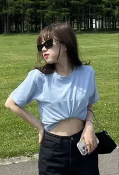 ベーシックカラーグロップドTシャツ