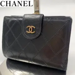 【✨美品✨】シャネル 二つ折り財布 ビコローレ がま口 ブラック