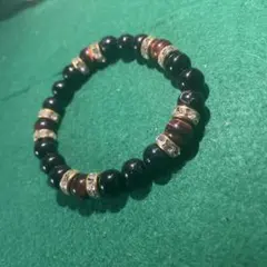 天然石ブレスレット タイガーアイ×ブラックオブシディアン 12mm 開運