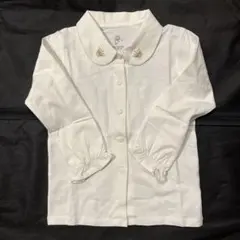 ホワイト長袖シャツ 6T 襟付き　丸襟　王冠刺繍