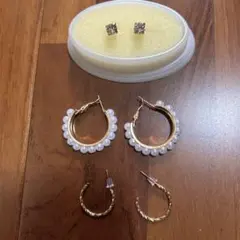 フープピアス、ジルコニアピアスセット❣️
