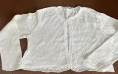 再値下げ！familiarファミリアカーディガン ボレロ120ホワイト透かし編み