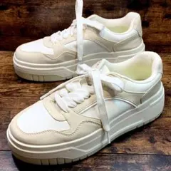 ☆即発 ZARA ホワイト/ベージュ 厚底スニーカー プラットフォームスニーカー