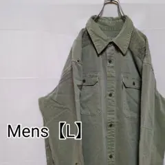 K49【US輸入】リーバイス　長袖シャツ【メンズL】薄カーキ