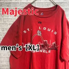 【F71】majestic半袖プリントTシャツ【XL】レッド