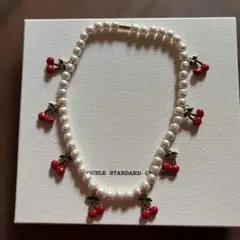 ダブルスタンダードクロージングパール二連ネックレス【チェリー】（箱付き）