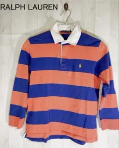 RALPH LAUREN ポロシャツ オレンジ青ストライプ 長袖