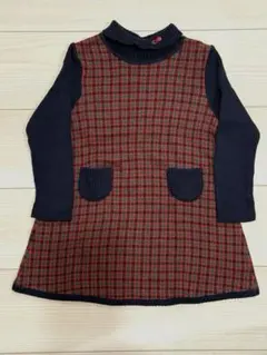 ファミリア　ワンピース　長袖　チェック　100cm