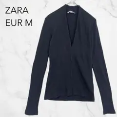 良品 ZARA ザラ カットソー トップス 長袖 チャコールグレー 黒 リブのサムネイル