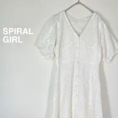 1474【スパイラルガール】ガーリー♡パフスリーブ　ワンピース【F】白　可愛い