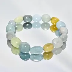 輝く透明感。ミックスベリル（カラフルアクアマリン）大玉ブレスレット /314