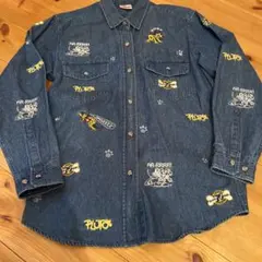 プルート70thデニム刺繍シャツ　ディズニー　レア
