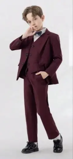 キッズスーツ 4点セット ボルドー 4-7歳 SHEIN
