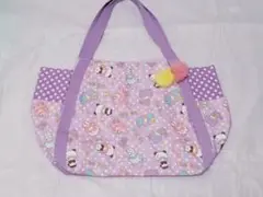 キャラクター柄 紫色 トートバッグ