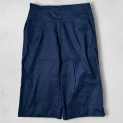 90s vintage 調節可 ワイドクロップドパンツ シンチバック 紺 Y2Kのサムネイル