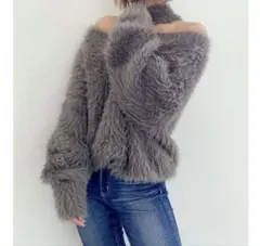 GYDA 2WAYシャギーチョーカーニットトップス