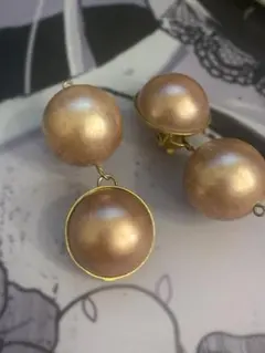 ゴールド系パール風クリップ式ピアス