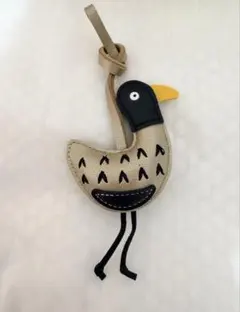 個性的な鳥 バッグチャーム PUレザー シャンパンゴールド