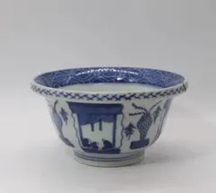 820大聖寺手 伊万里 染付 角鉢 アンティーク 送料込み260828(外