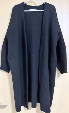 ブラックMOUSSY ノーカラーニットコートのサムネイル