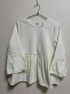 index(OPAQUE.CLIP) ホワイト ストレッチフレアブラウス