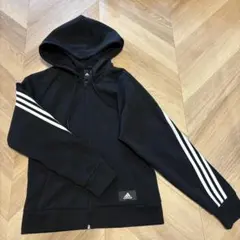 adidas コーデュロイ ジップアップパーカー ブラック - メルカリ