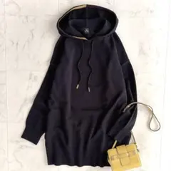 PS.ポールスミス　オーバーサイズ ニットパーカー ロング丈 ネイビー ゆったり