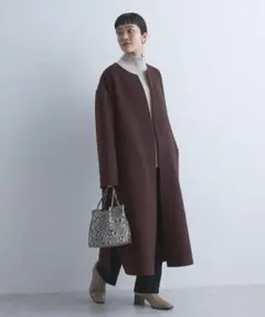 green label relaxing ウール リバー ノーカラー コート