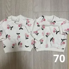 H＆M プリントスウェットシャツ さくらんぼ柄 2枚セット 双子