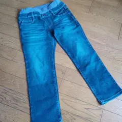 ダークブルー　ジーンズ調 ストレートパンツ 130cm~