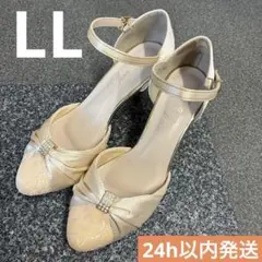 Jurer セパレートパンプス ベージュ ビジュー ストラップ ヒール LLのサムネイル