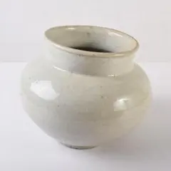 李朝 白磁 塩笥 壺 骨董 民藝 グレー - メルカリ