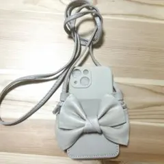 スマホケース iPhone13mini ストラップ付きリボン