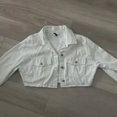 ホワイト クロップドジャケット Mサイズ
