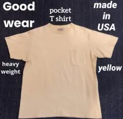 グッドウェア　Good wear 無地　ポケTシャツ イエロー　USA製