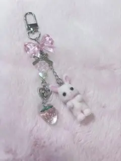 ビーズキーホルダー うさぎ