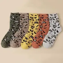 靴下　くつ下　ソックス　レディース　おしゃれ レオパード柄 5足セット