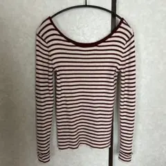 ボーダー リブニット 長袖