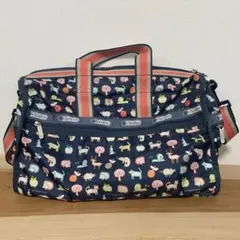LeSportsac ボストンバッグ ネイビー　可愛い　アニマル柄　動物柄