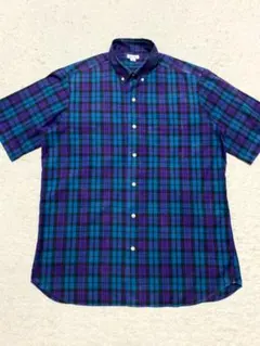 ★激安‼️好配色‼️USA製★スティーブンアラン 半袖チェックBDシャツ 紫