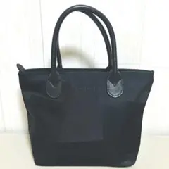 ✨美品✨コシノジュンコ シャドーブロック柄 ナイロン ハンドバッグ 黒 上品