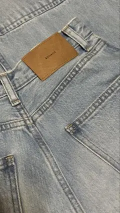 anuans デザインヘムワイドデニムパンツ